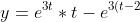 y = e^{3t} * t - e^{3(t-2)} * (t-2) * U(t-2)